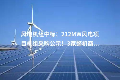 風(fēng)電機(jī)組中標(biāo)：212MW風(fēng)電項(xiàng)目機(jī)組采購公示！3家整機(jī)商中標(biāo)