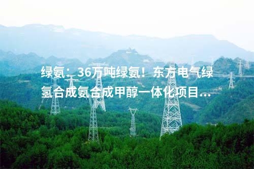 綠氨：36萬噸綠氨！東方電氣綠氫合成氨合成甲醇一體化項目落地遼寧